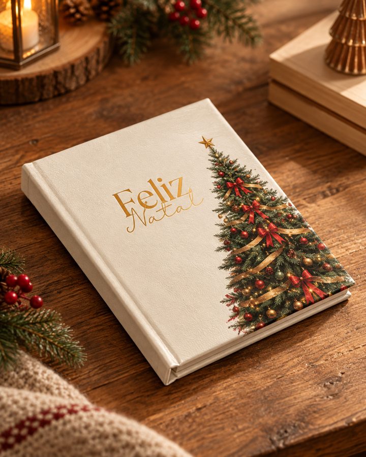 Álbum de Natal autocolante com capa Feliz Natal